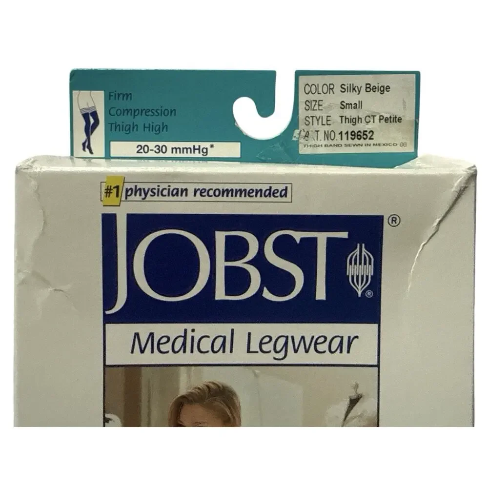 Jobst Ultrasheer Lace Band Thigh High Closed Toe 20-30mmHg Silky Beige Small